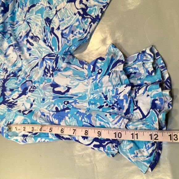 Lilly Pulitzer Blouse Womens Elephant Lula Ruffle Sleeve Top Resort Tropical - Picture 15 of 16